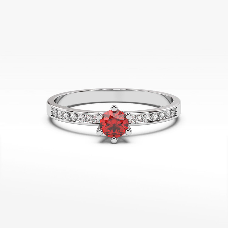 Pierścionek z rubinem i diamentami