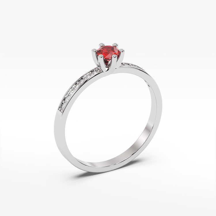 Pierścionek z rubinem i diamentami