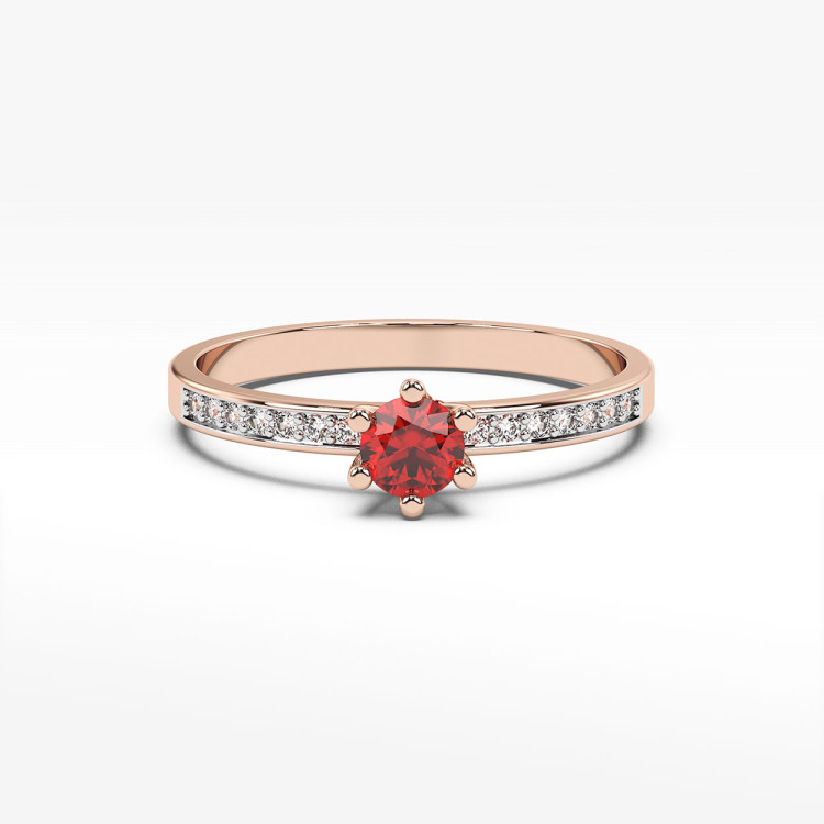 Pierścionek z rubinem i diamentami