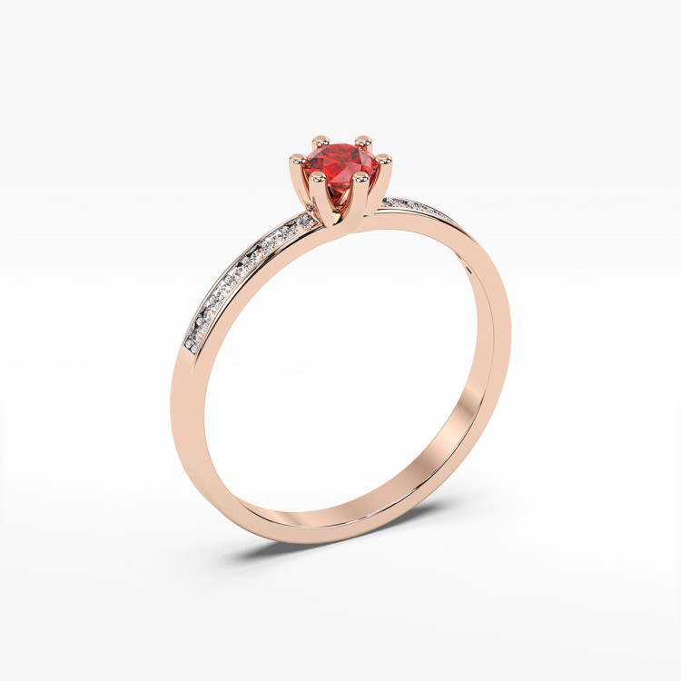 Pierścionek z rubinem i diamentami