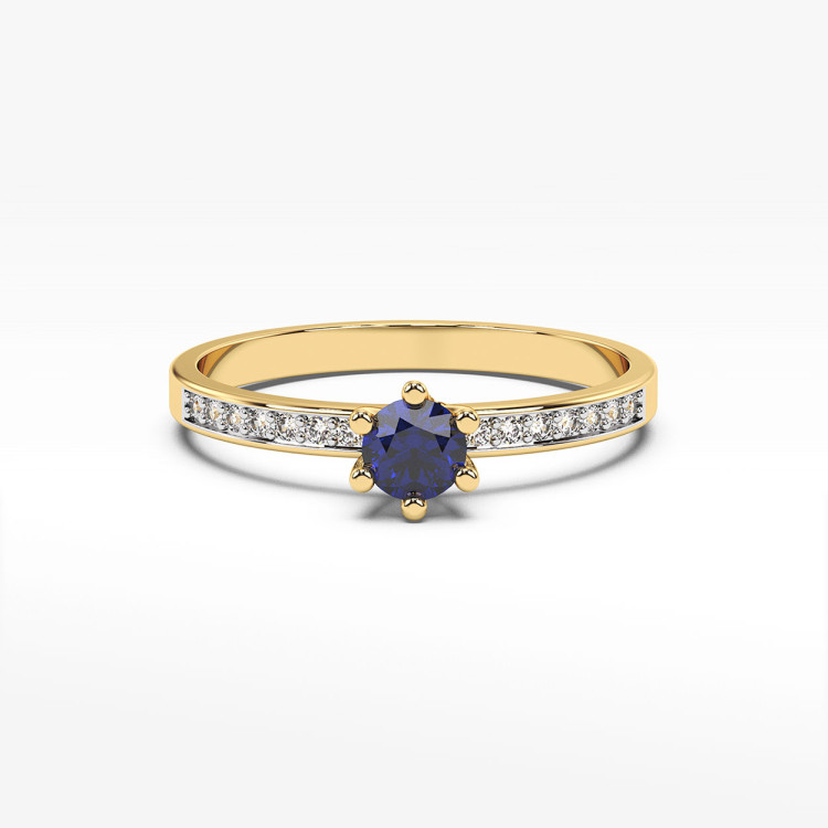 Pierścionek z szafirem i diamentami