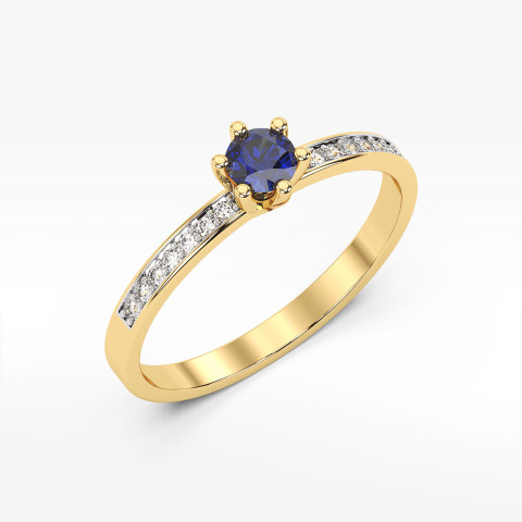 Pierścionek z szafirem i diamentami