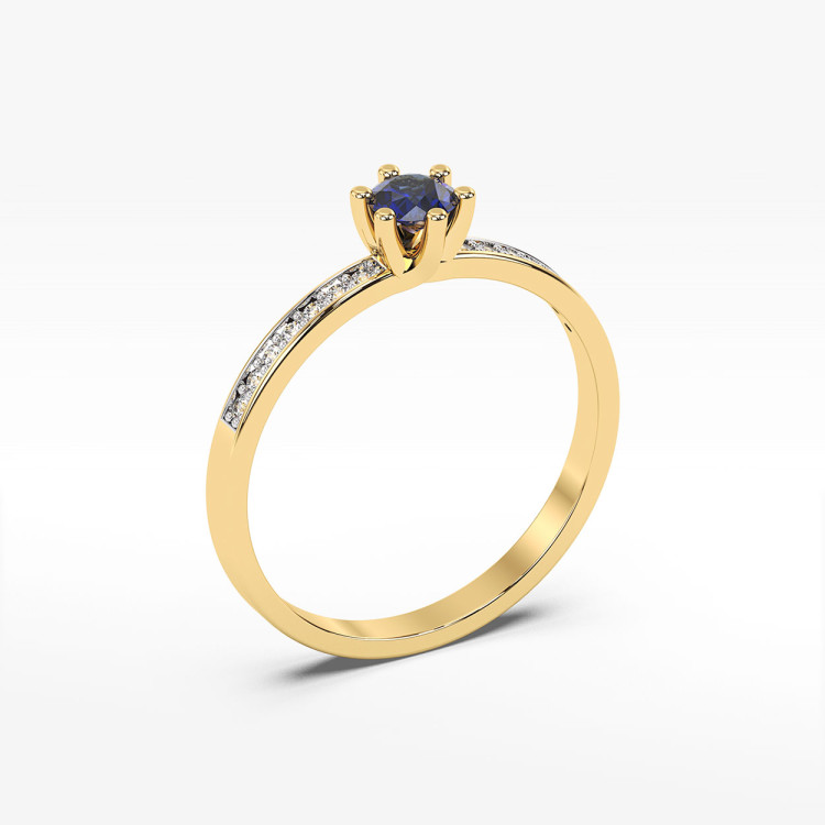 Pierścionek z szafirem i diamentami