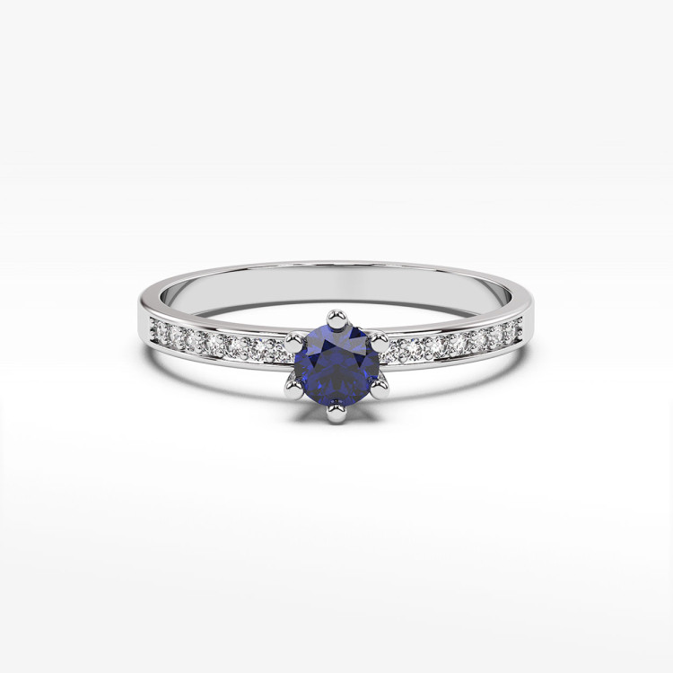 Pierścionek z szafirem i diamentami