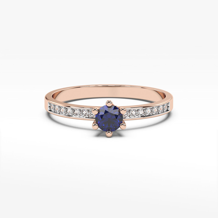 Pierścionek z szafirem i diamentami