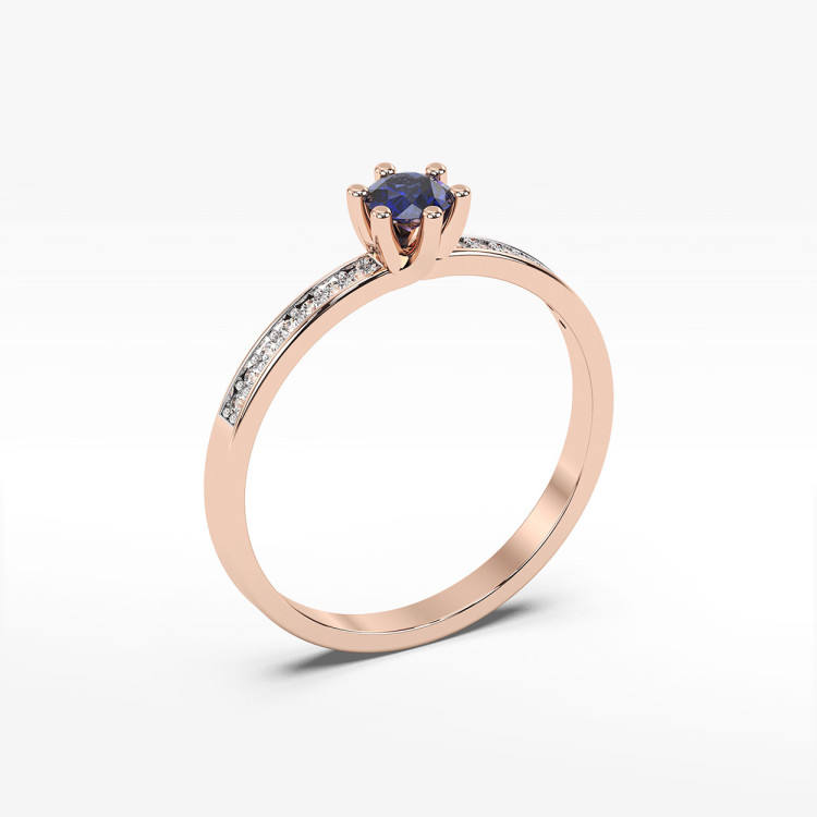 Pierścionek z szafirem i diamentami