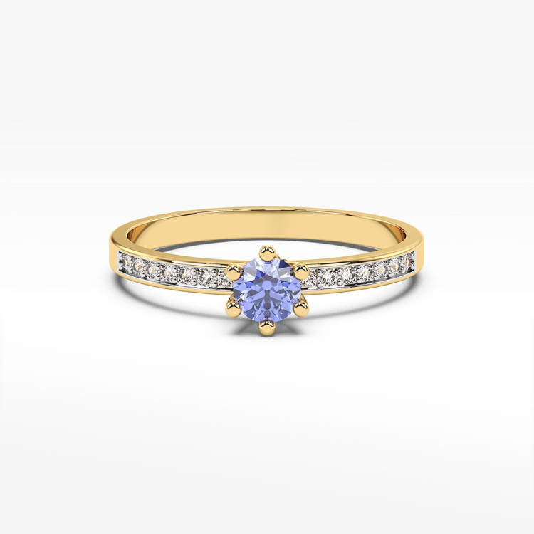 Pierścionek z tanzanitem i diamentami
