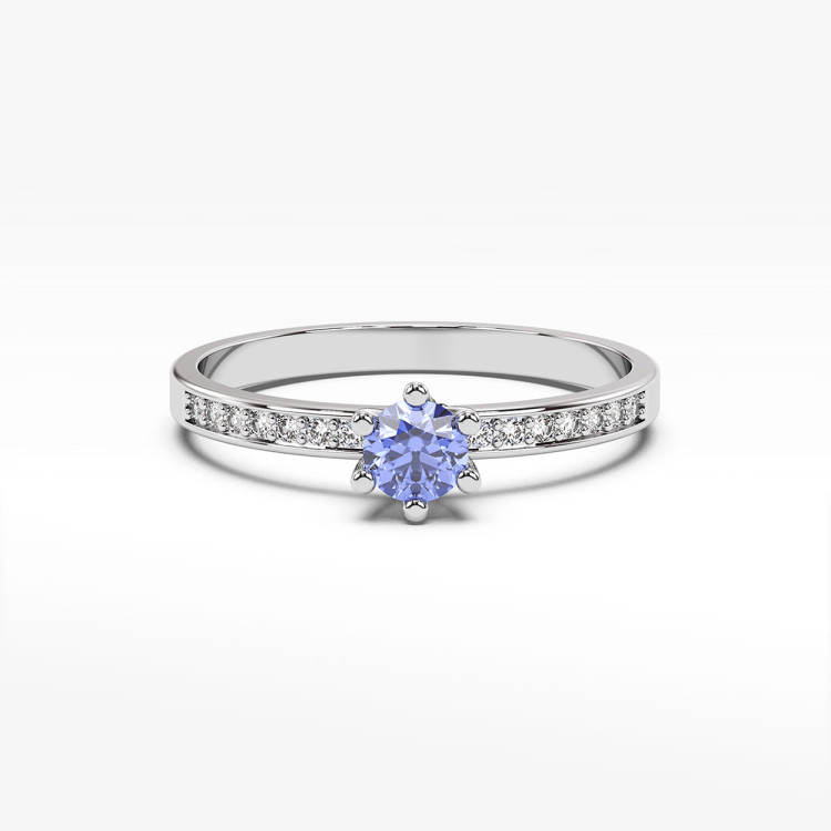 Pierścionek z tanzanitem i diamentami