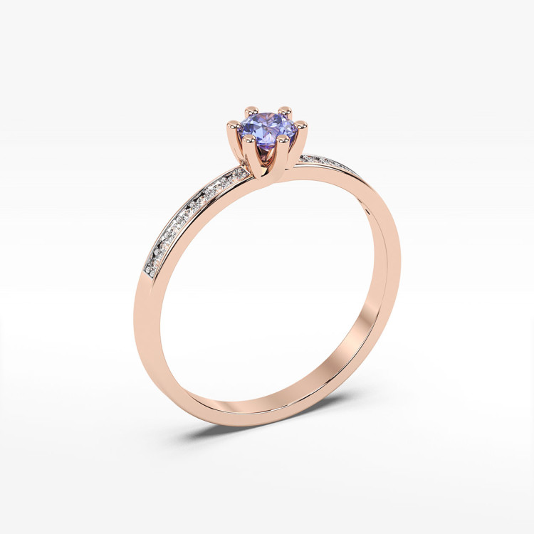 Pierścionek z tanzanitem i diamentami