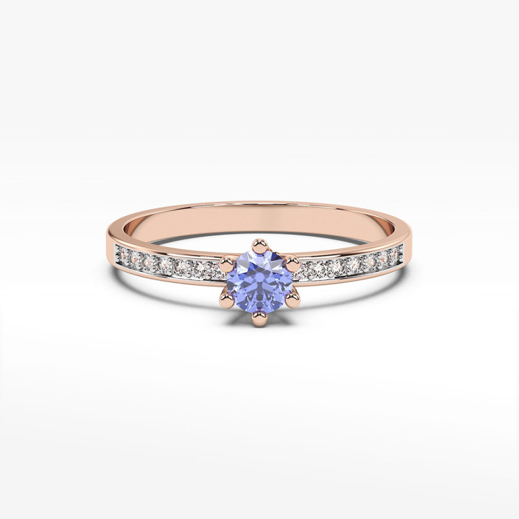 Pierścionek z tanzanitem i diamentami