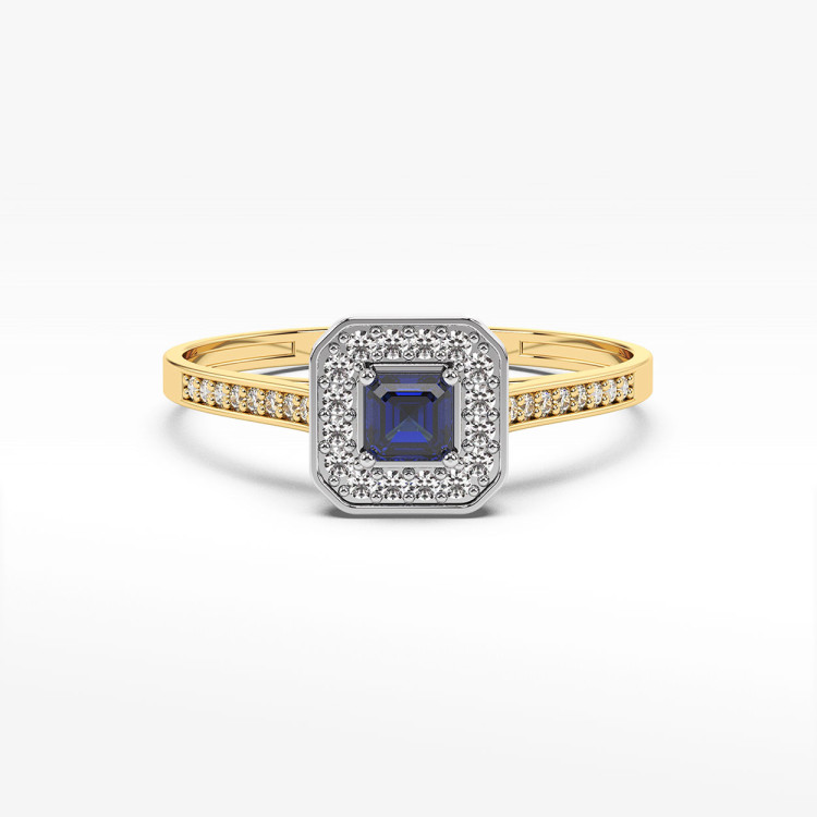 Pierścionek z szafirem i diamentami