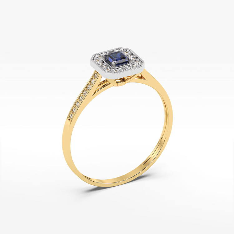 Pierścionek z szafirem i diamentami