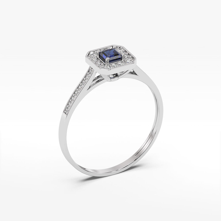 Pierścionek z szafirem i diamentami