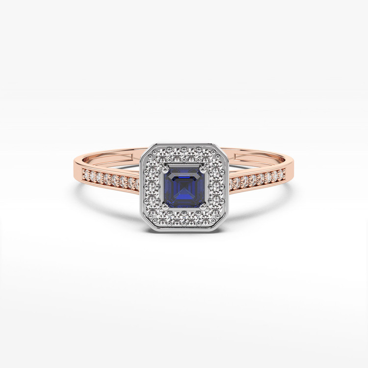 Pierścionek z szafirem i diamentami