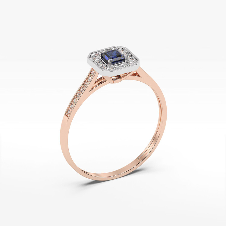 Pierścionek z szafirem i diamentami