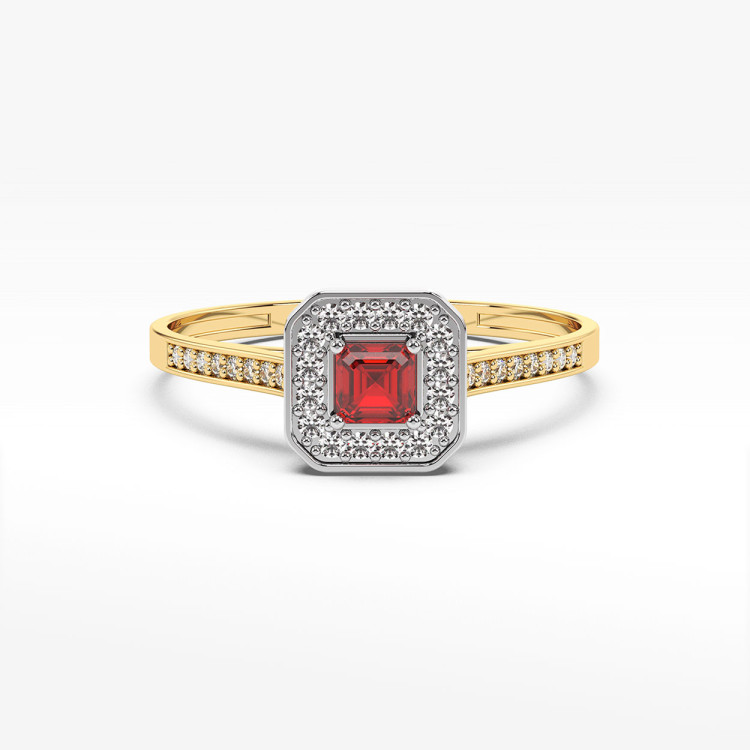 Pierścionek z rubinem i diamentami