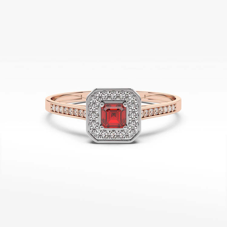 Pierścionek z rubinem i diamentami