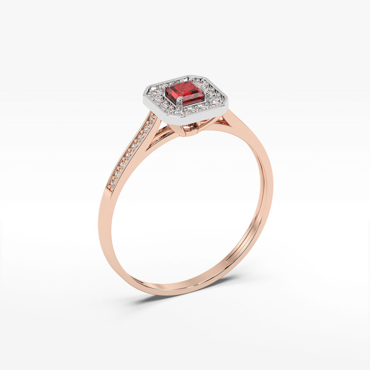 Pierścionek z rubinem i diamentami