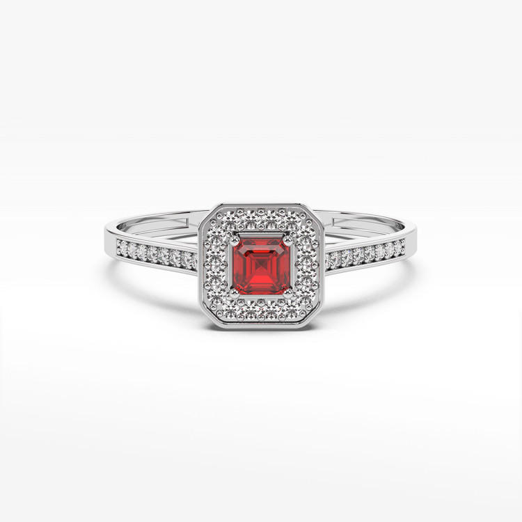 Pierścionek z rubinem i diamentami