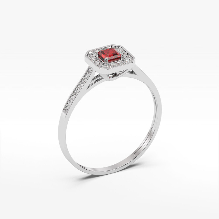 Pierścionek z rubinem i diamentami