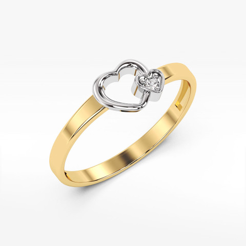 Złoty pierścionek z motywem serca i diamentem