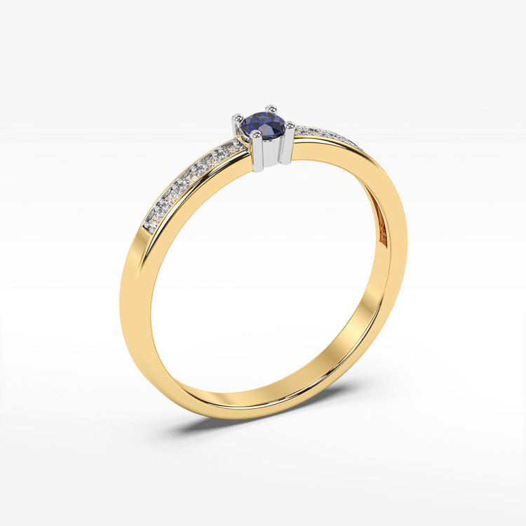 Pierścionek z szafirem i diamentami