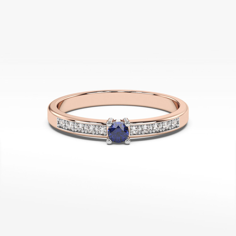Pierścionek z szafirem i diamentami