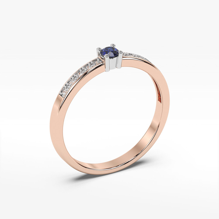 Pierścionek z szafirem i diamentami