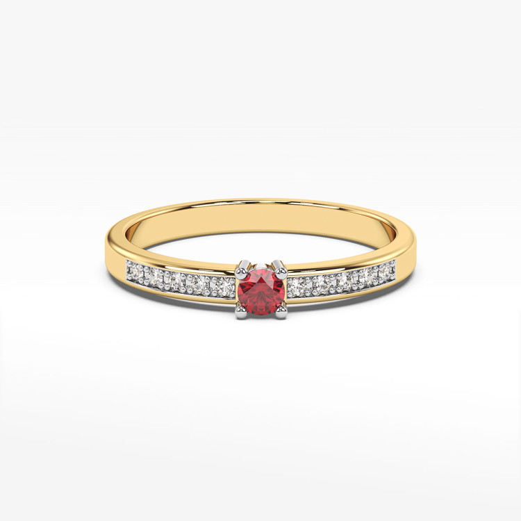 Pierścionek z rubinem i diamentami