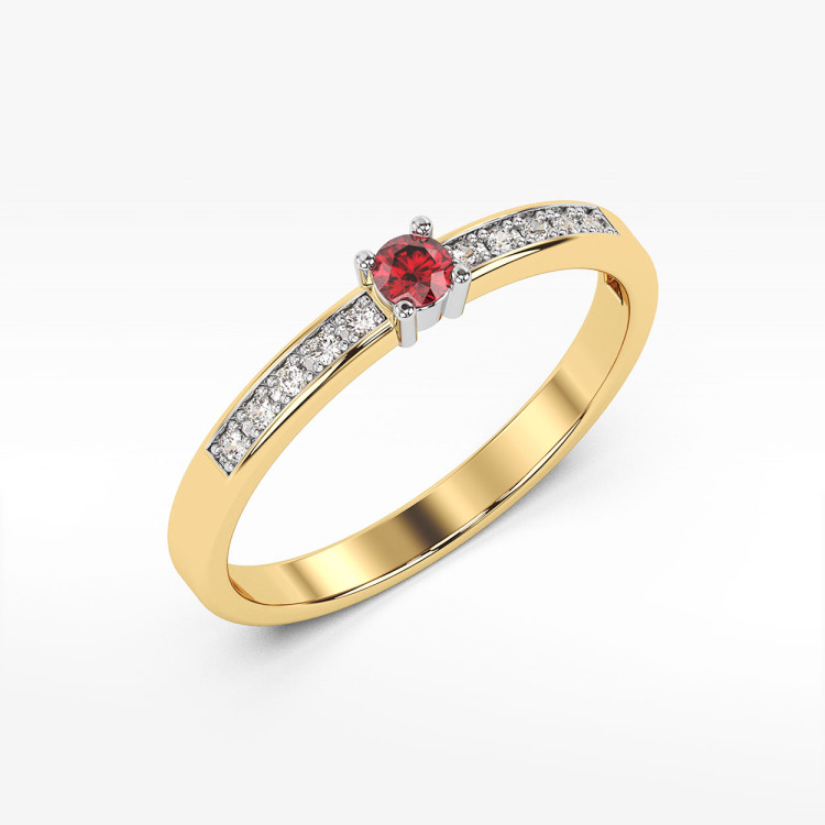 Pierścionek z rubinem i diamentami