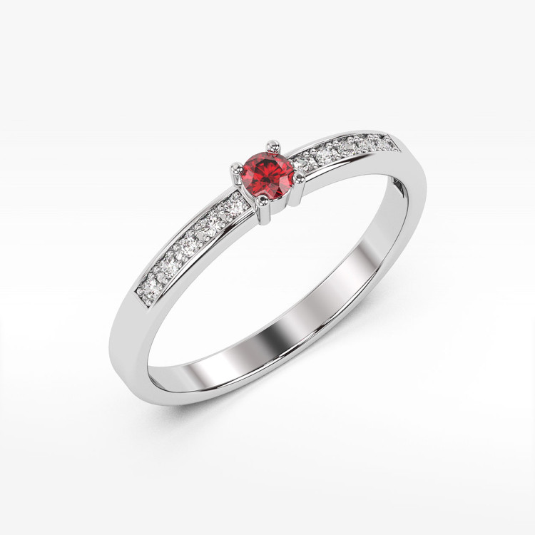 Pierścionek z rubinem i diamentami
