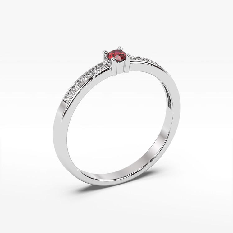 Pierścionek z rubinem i diamentami