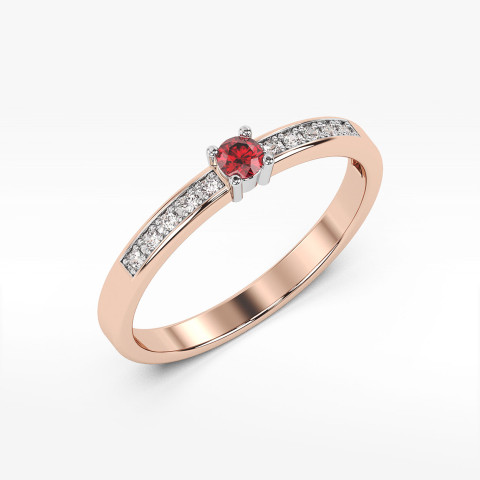 Pierścionek z rubinem i diamentami