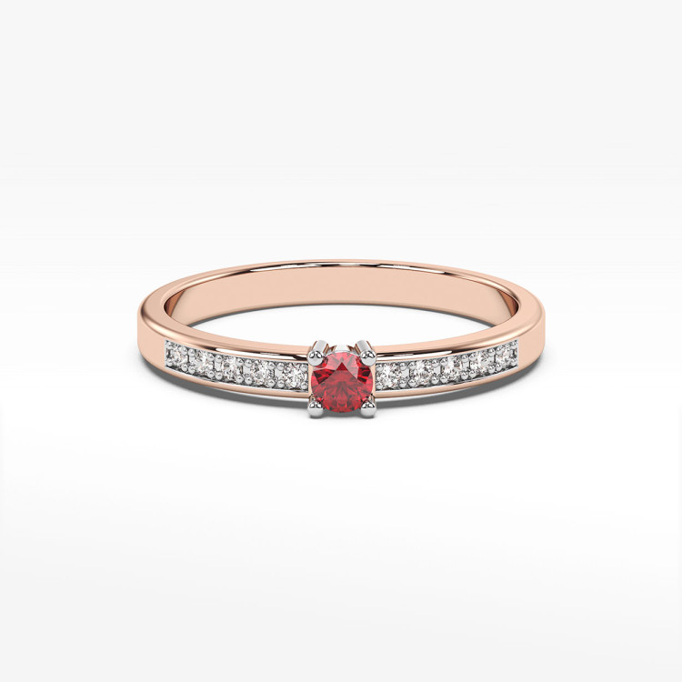 Pierścionek z rubinem i diamentami