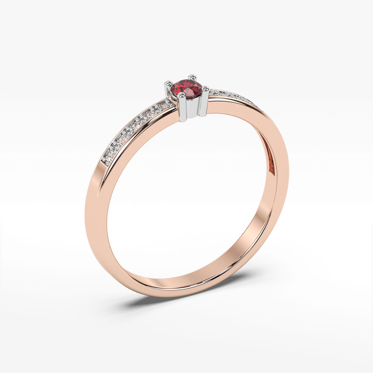 Pierścionek z rubinem i diamentami