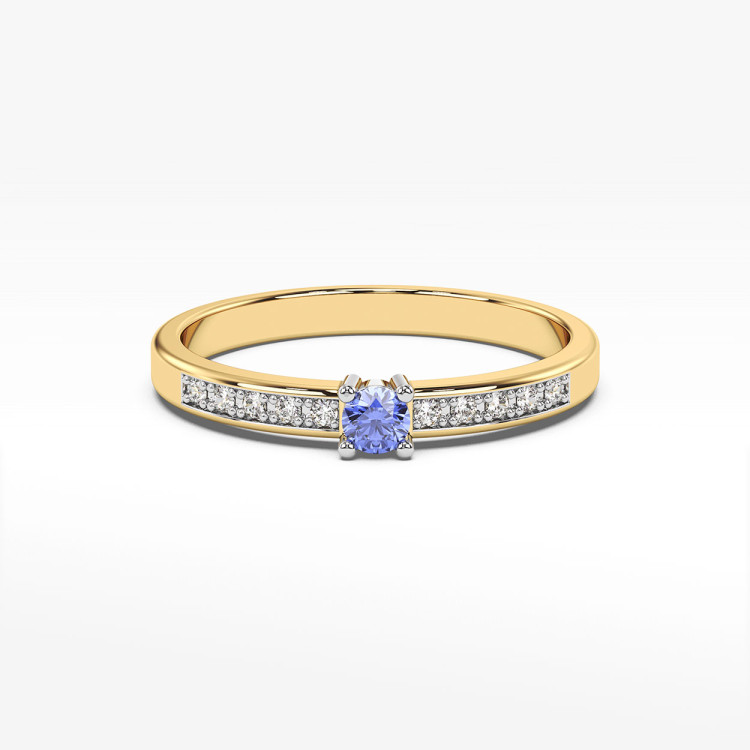 Pierścionek z tanzanitem i diamentami