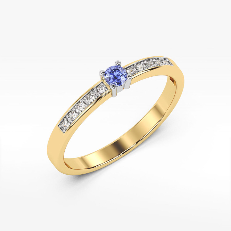 Pierścionek z tanzanitem i diamentami