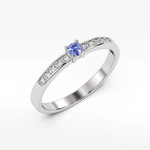 Pierścionek z tanzanitem i diamentami