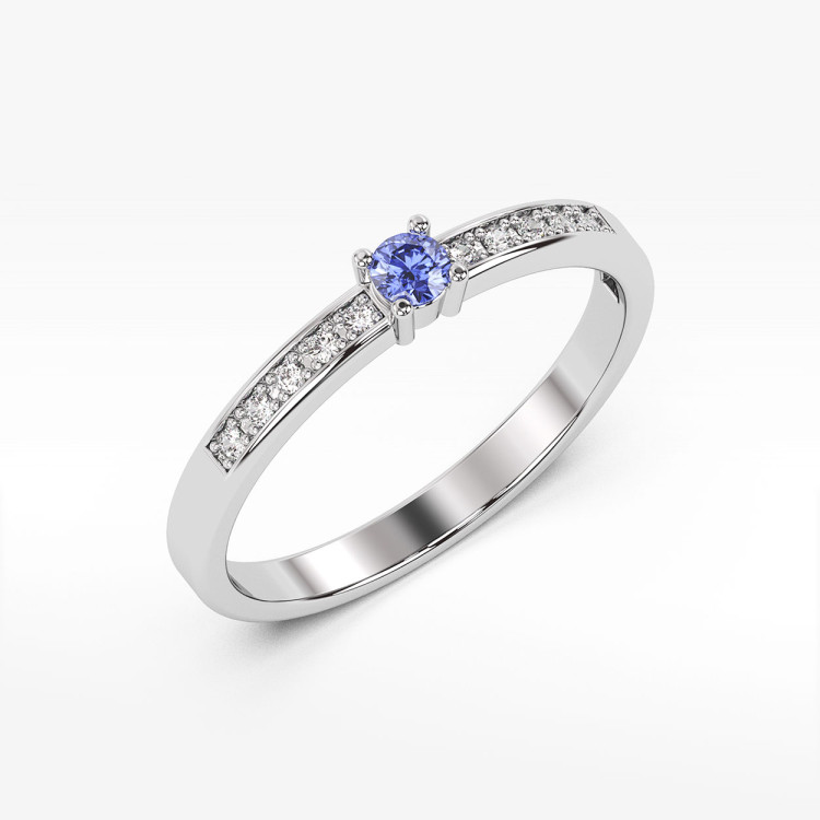 Pierścionek z tanzanitem i diamentami