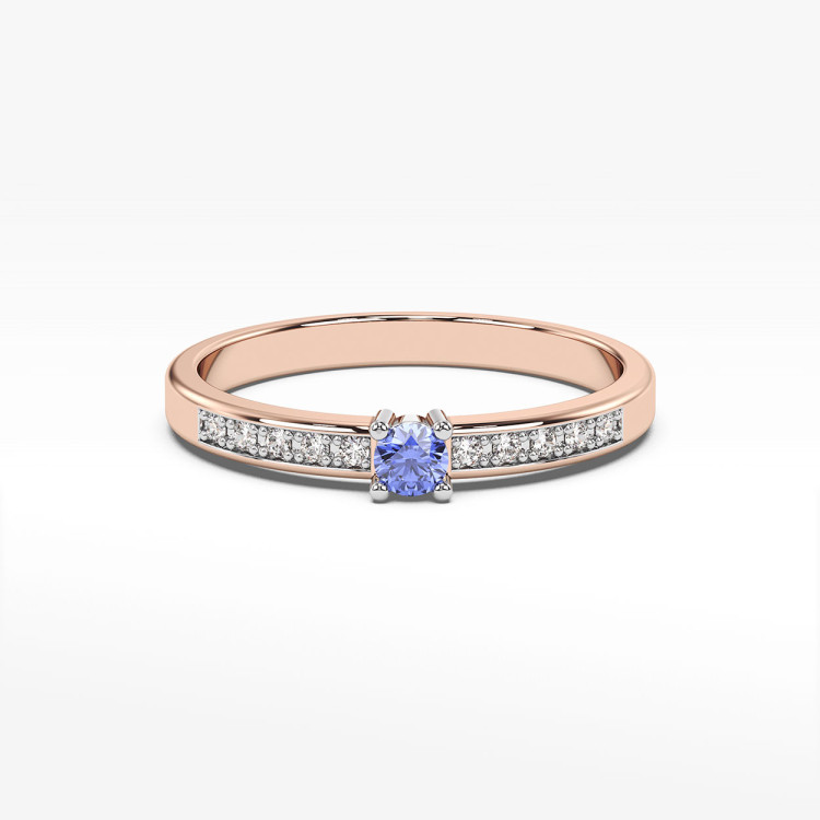 Pierścionek z tanzanitem i diamentami