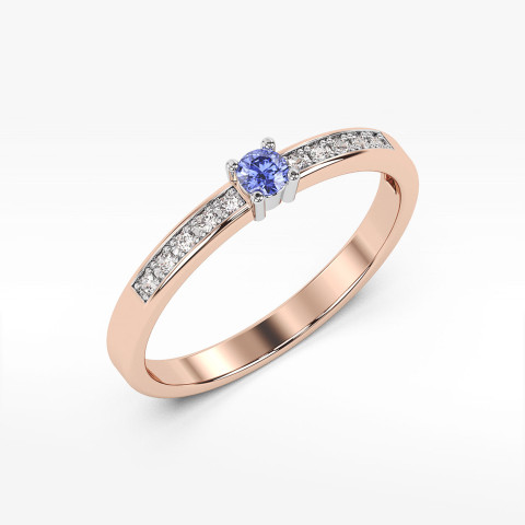 Pierścionek z tanzanitem i diamentami