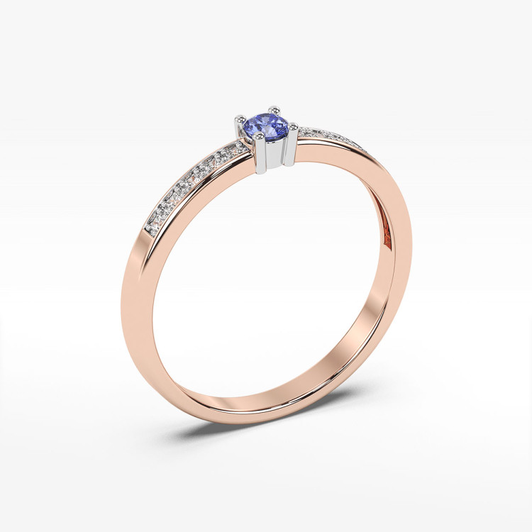 Pierścionek z tanzanitem i diamentami