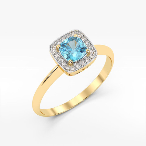 Pierścionek ze złota z topazem i diamentami