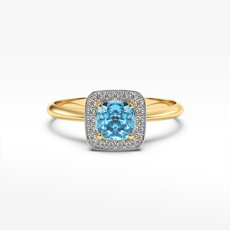 Pierścionek ze złota z topazem i diamentami