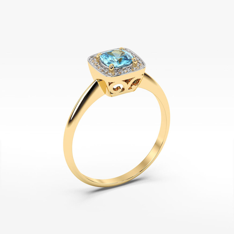 Pierścionek ze złota z topazem i diamentami