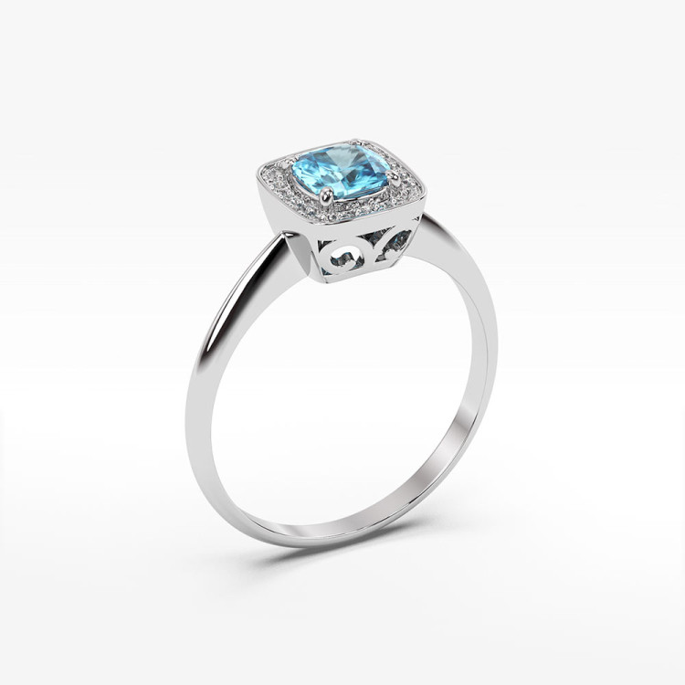 Pierścionek ze złota z topazem i diamentami