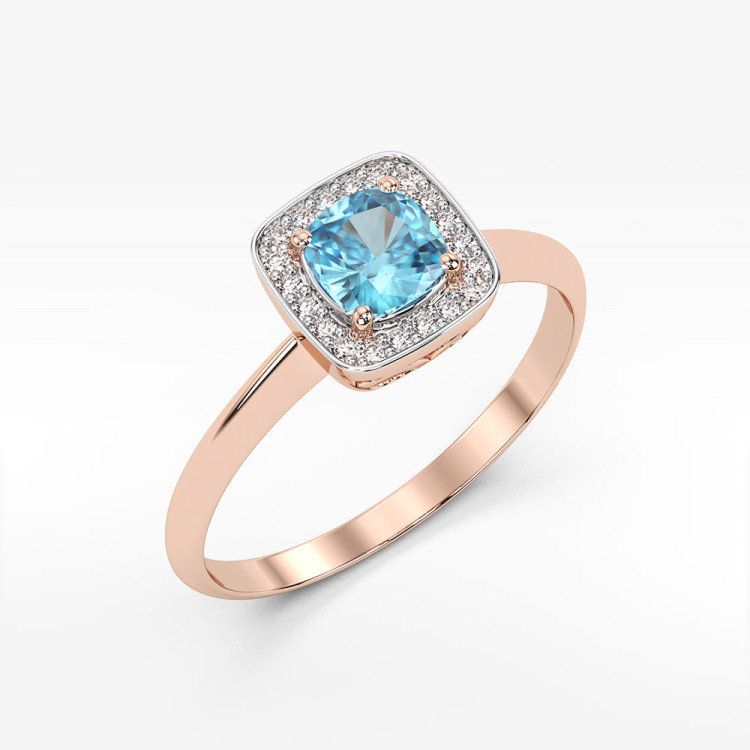 Pierścionek ze złota z topazem i diamentami