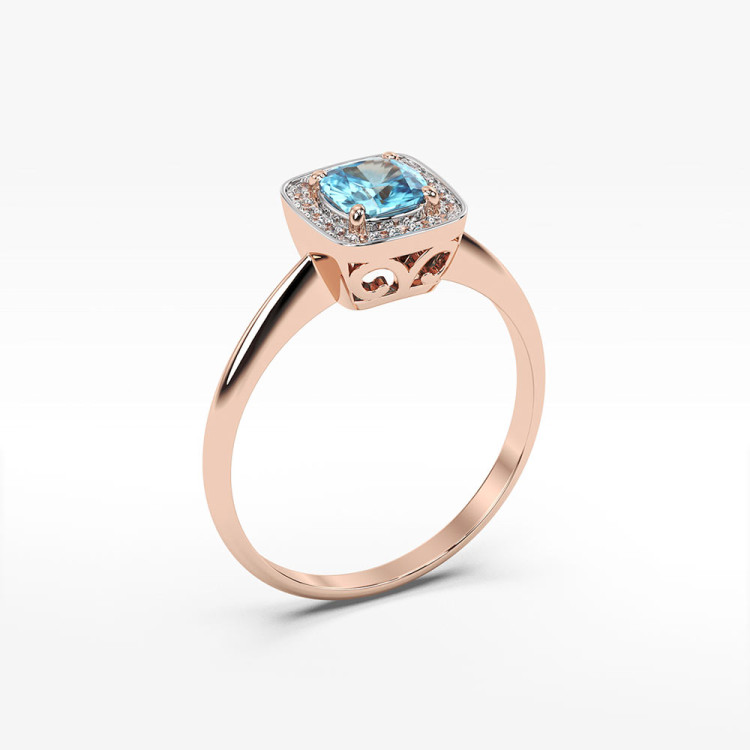 Pierścionek ze złota z topazem i diamentami