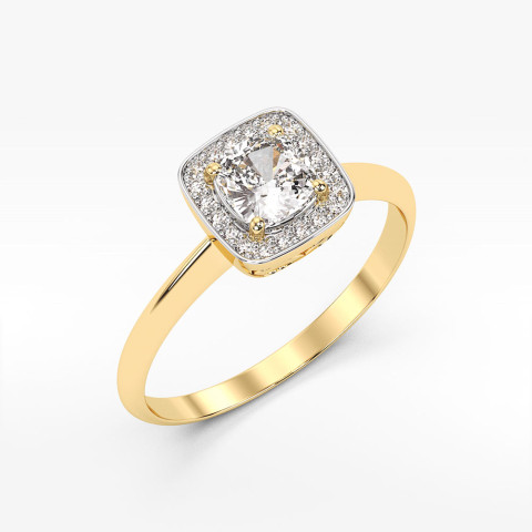 Pierścionek ze złota z białym szafirem i diamentami