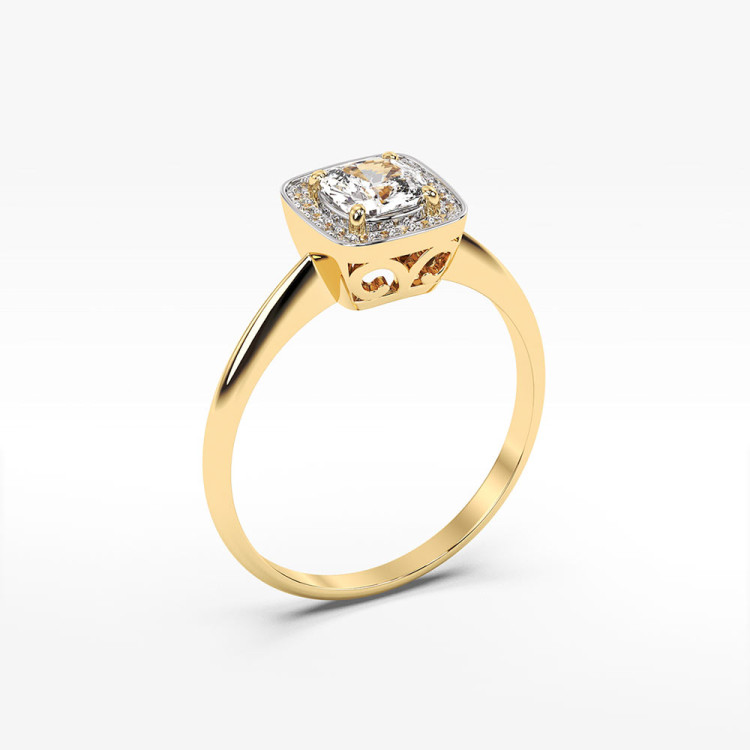 Pierścionek ze złota z białym szafirem i diamentami